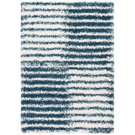 Safavieh 3 x 5 ft. Hudson Shag Power Loomed Rectangle Area Rug; Ivory & Slate Blue SGH298A-3